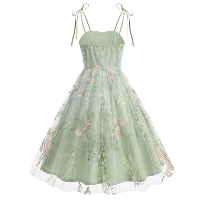 Floral Embroidered Sweetheart Midi Dress