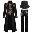 Men's Black & Gold Gothic Victorian Long Coat Costume Set