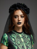 Women's Gothic Floral Veil Halloween Headband