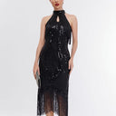Art Deco Fringe Trim Flapper Dress