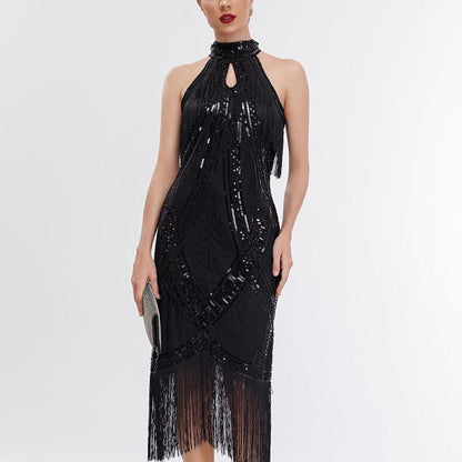 Art Deco Fringe Trim Flapper Dress