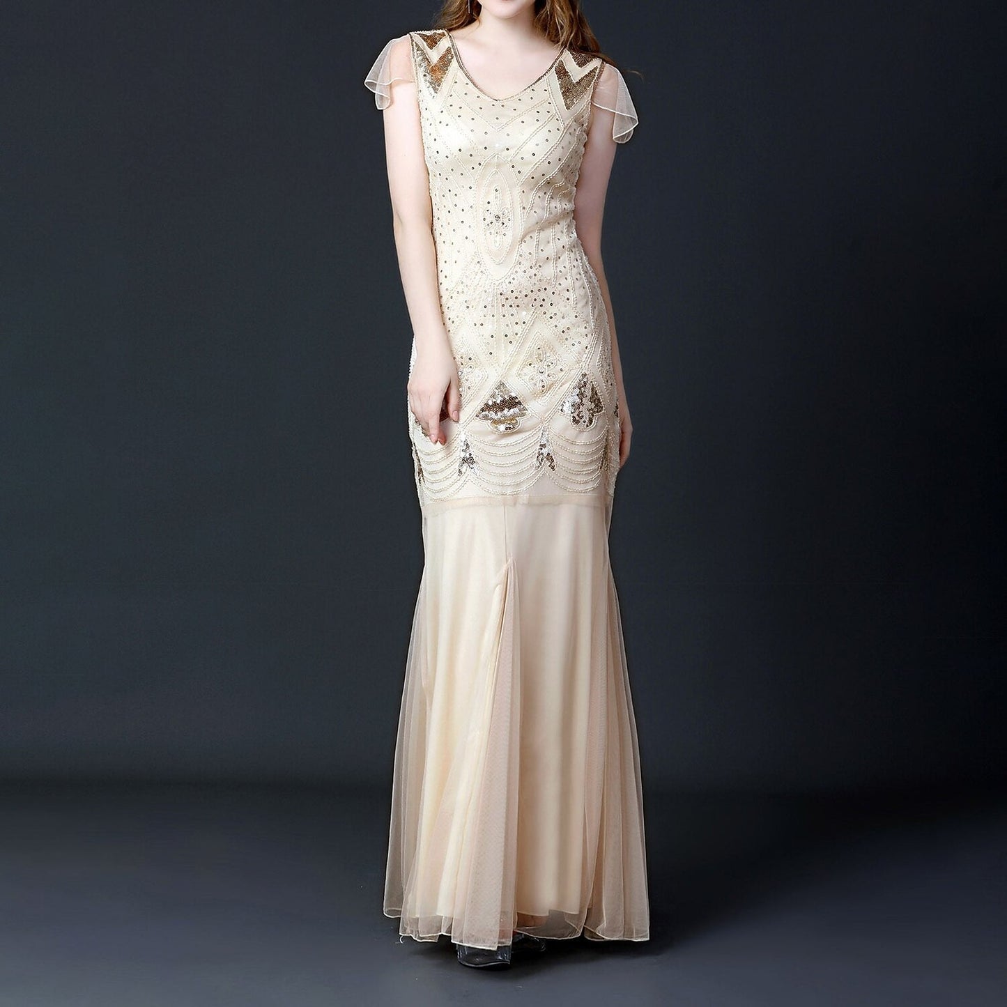 Mermaid Beaded Sequin Mesh Gown