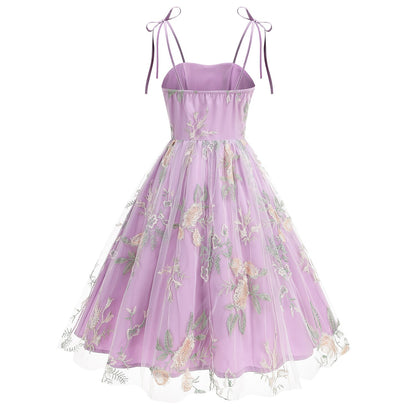 Floral Embroidered Sweetheart Midi Dress