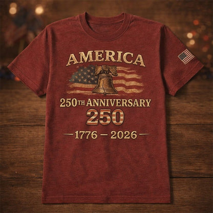 Men's American 250th Liberty Bell American Flag Patriotic Printed T-shirt