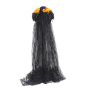 Copricapo da donna gotico in pizzo con rosa e velo scheletro per Halloween