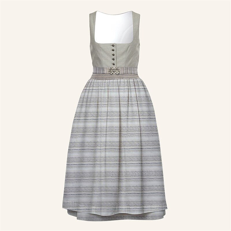 Oktoberfest Women's Khaki Dirndl Dress with Apron