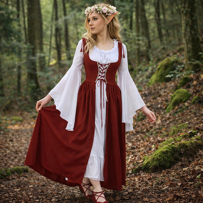 Medieval Fairy Dress Set with Headpiece Ear Accessories