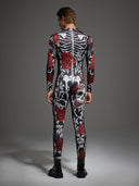 Men's Gothic Skeleton Bodysuit 2-Piece Halloween Costume Set