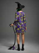 Women's Purple Joker Card Print Halloween Mini Dress