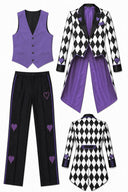 Men's Purple Harlequin Tailcoat 3-Piece Halloween Costume