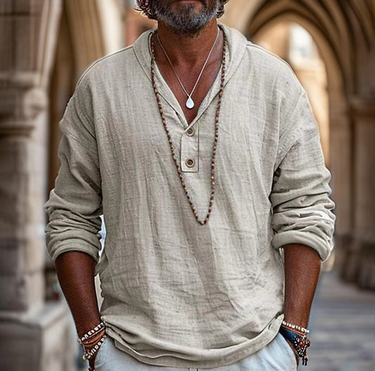 Classic Viking Style Cotton Linen Shirt