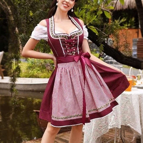 Oktoberfest 3-Piece Dirndl with Apron & Blouse