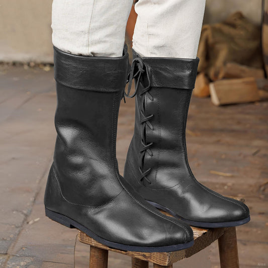 Medieval Style Lace-Up Renaissance Costume Tall Boots