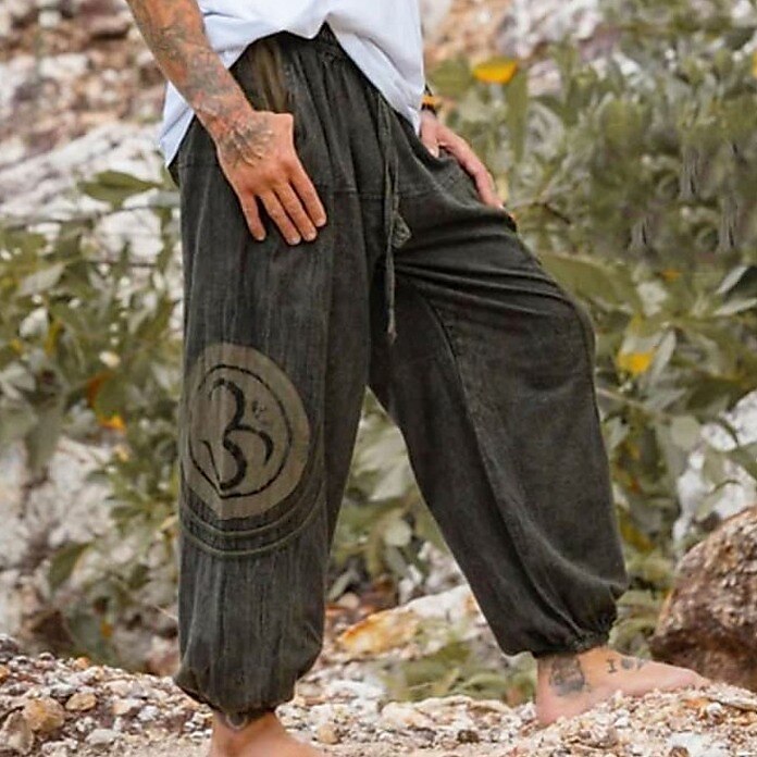 Retro Ethnic Style Loose Design Cotton Pants