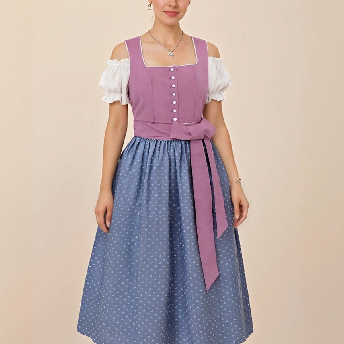 Traditional Bavarian Dirndl Dress with Apron