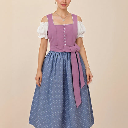 Traditional Bavarian Dirndl Dress with Apron