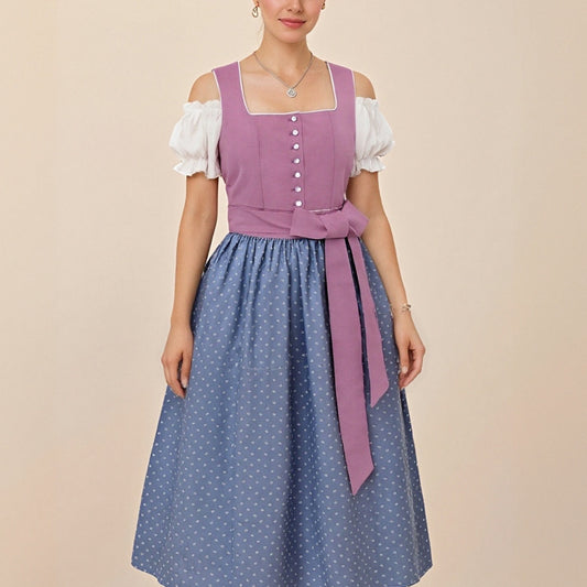Traditional Bavarian Dirndl Dress with Apron