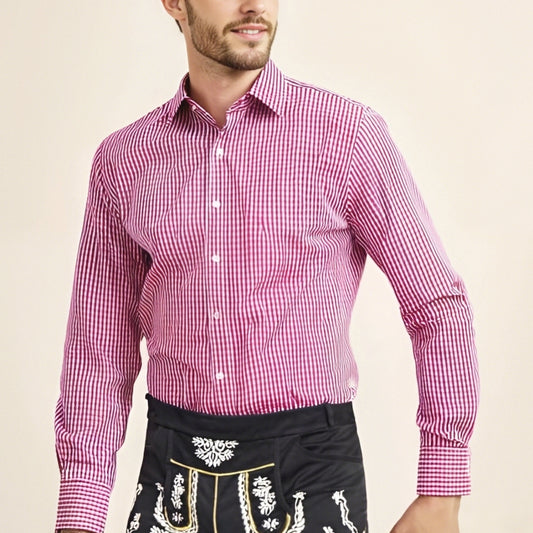 Men's Oktoberfest Bavarian Plaid Long Sleeve Shirt