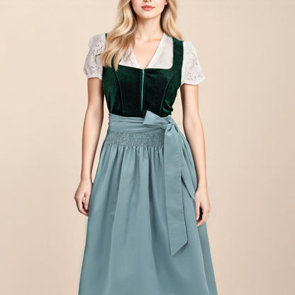 Oktoberfest Women's Dark Green Dirndl Dress with Apron
