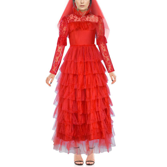 Women's Red Gothic Wedding Dress Costume