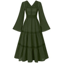 Renaissance Dress Embroidery Bell Sleeves A-Line Dress - Retrorobe