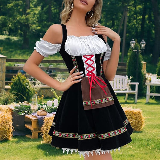 Oktoberfest Beer Costume Dress Dirndl Apron Set