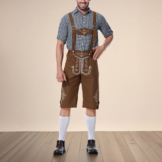 Oktoberfest Lederhosen Costume Set with Checkered Shirt