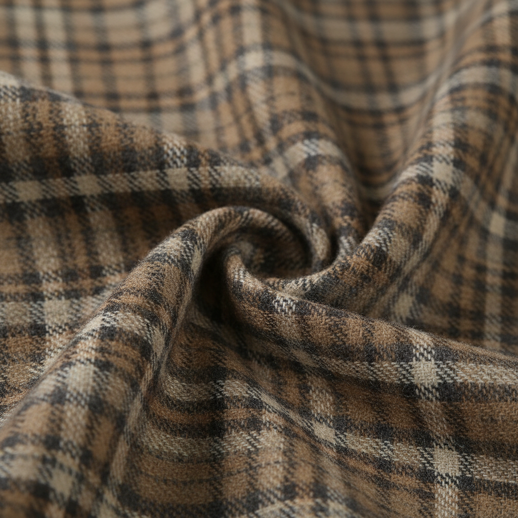 Women's 1950s Plaid Checkered Long Sleeve Swing Dress