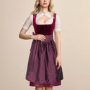 Oktoberfest Burgundy Traditional Dirndl Dress with Apron - Retrorobe