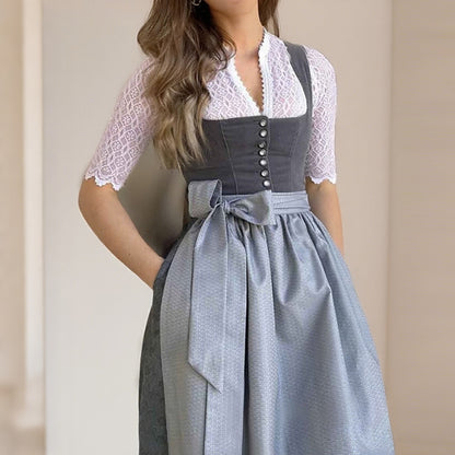 Oktoberfest Women's Grey Dirndl Dress with Apron