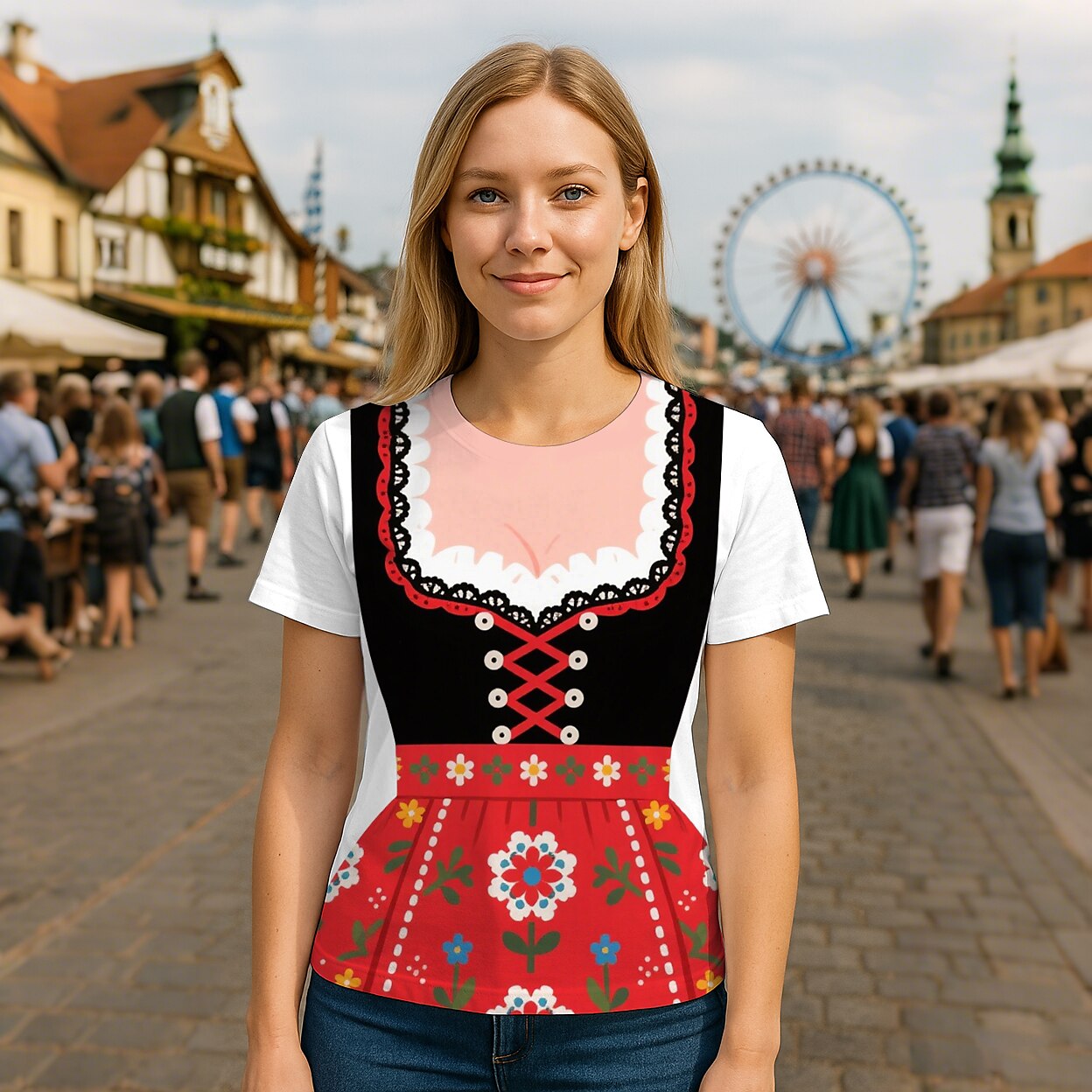 Women's Oktoberfest Dirndl Graphic T-shirt