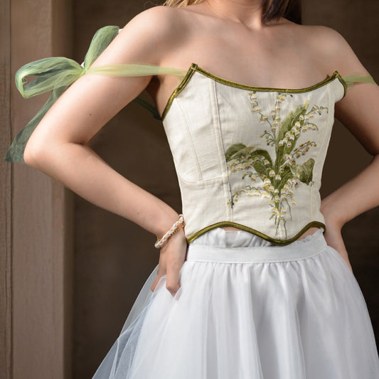 Rococo Style Corset Vest Bustie with Tulle Straps
