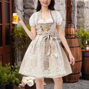 Oktoberfest Khaki Dirndl Dress with Lace Apron and Blouse - Retrorobe