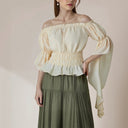 Renaissance Style Ruffle Sleeve Off Shoulder Peplum Blouse - Retrorobe