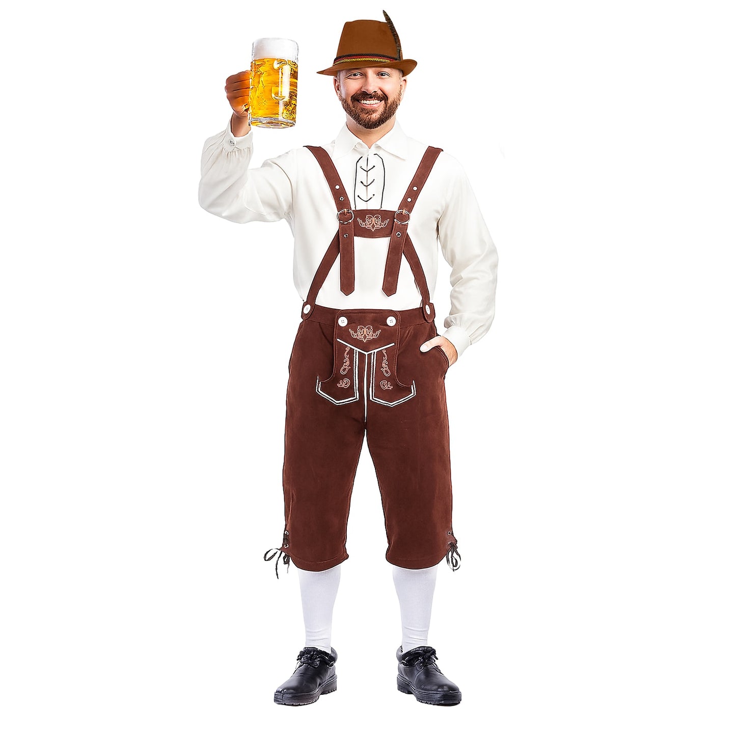 Oktoberfest Lederhosen Set with Shirt, Hat, and Socks