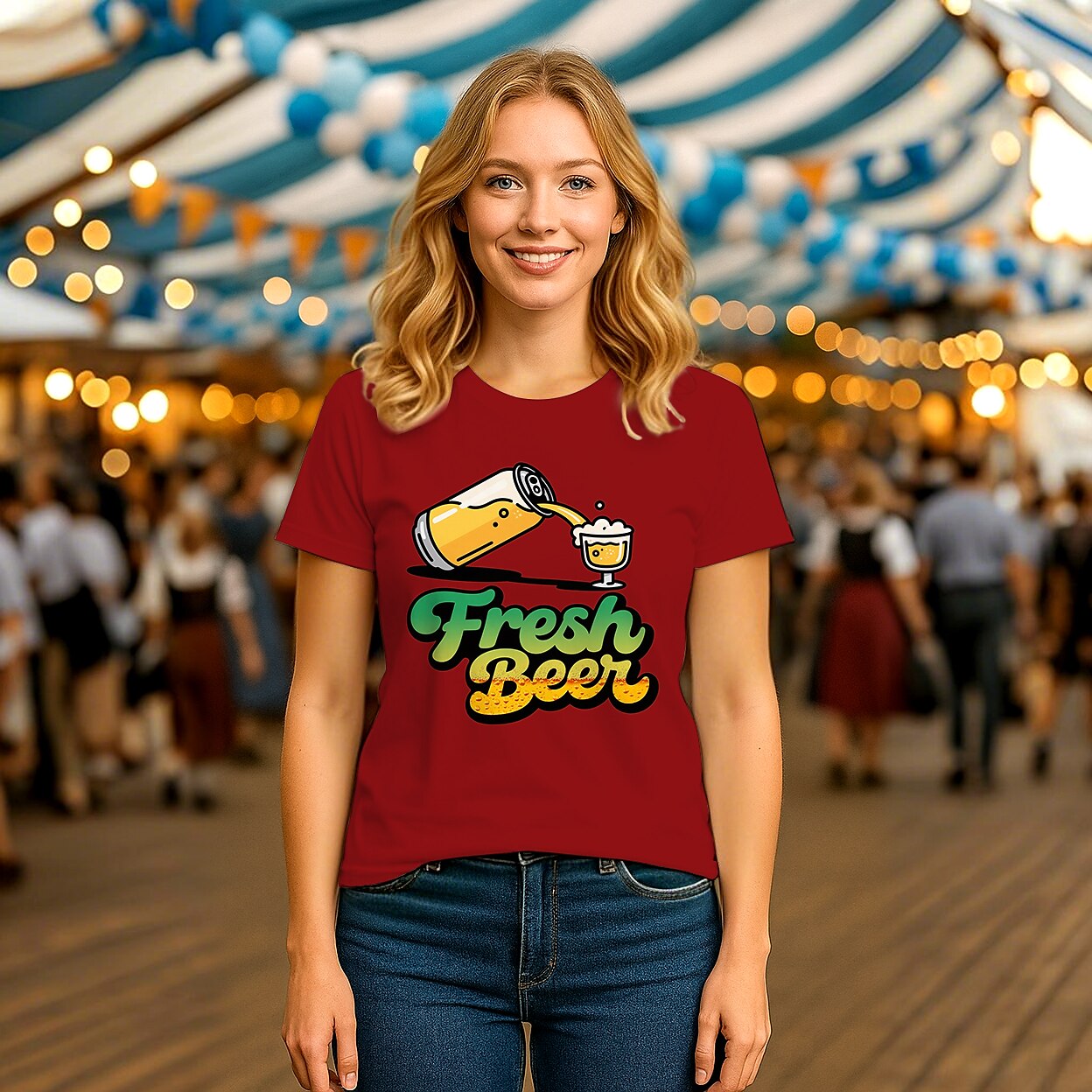 T-shirt graphique Oktoberfest Fresh Beer pour femme