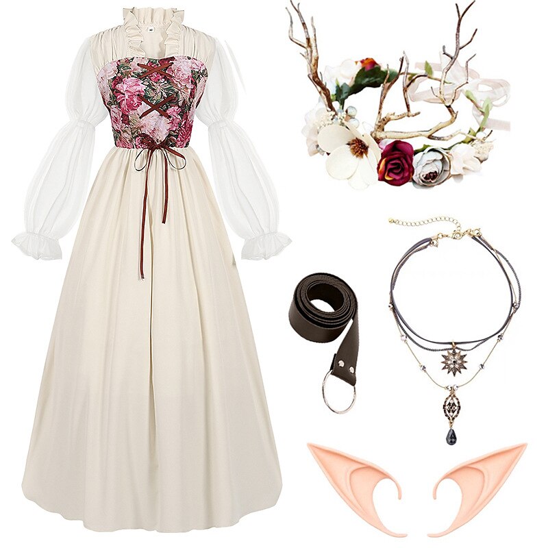 Robe de costume de fée de la Renaissance avec accessoires