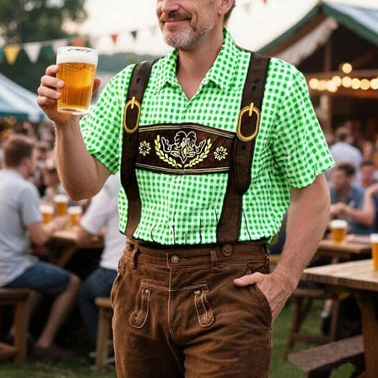 Oktoberfest Plaid Lederhosen Graphic Shirt