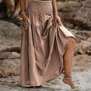Retro Style Cotton Basic Wrap Skirt with Two Way Wear Design - Retrorobe