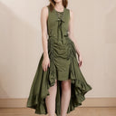 Renaissance Style Sleeveless Dress with Lace-up Waist - Retrorobe
