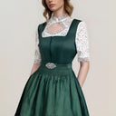 Oktoberfest Burgundy Green Blue Dirndl Dress with Apron and Blouse - Retrorobe
