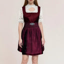 Oktoberfest Burgundy Green Blue Dirndl Dress with Apron and Blouse - Retrorobe