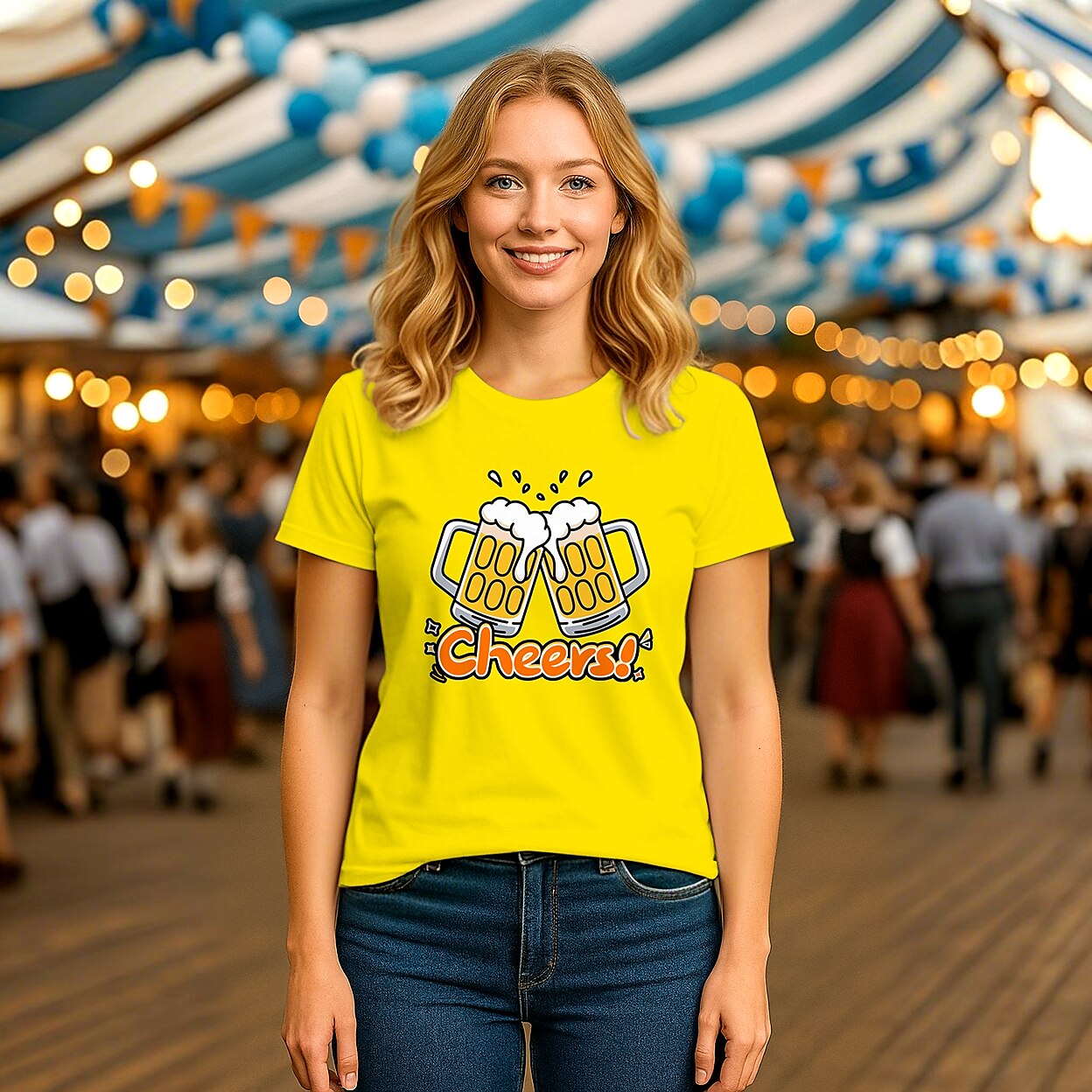 Damen Oktoberfest Cheers Bier Grafik T-shirt