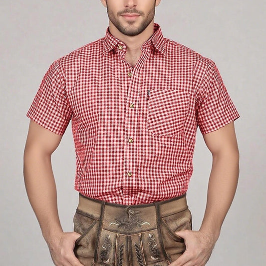 Men's Oktoberfest Gingham Short Sleeve Shirt