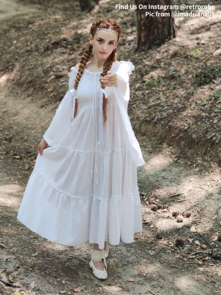 Renaissance Tiered Maxi Dress Off-Shoulder Pocket Dress