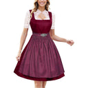 Oktoberfest Bavarian Red Dirndl Dress with Apron and Lace Blouse - Retrorobe
