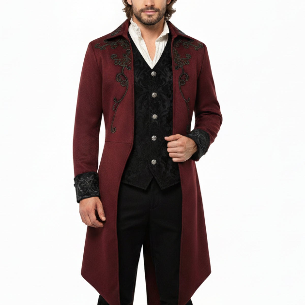 Men's Retro Vintage Steampunk Embroidered Tailcoat