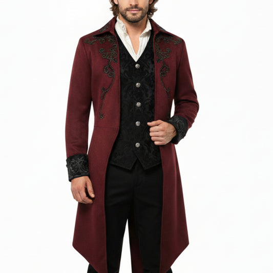 Men's Retro Vintage Steampunk Embroidered Tailcoat