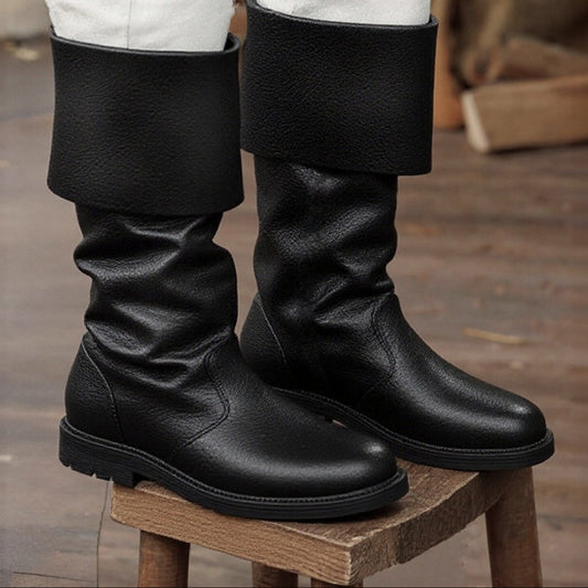 Unisex Medieval Renaissance Knee High Flat Jazz Boots