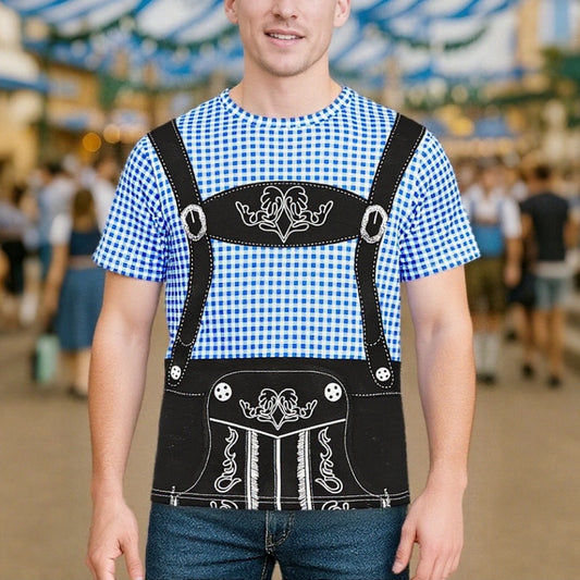 Oktoberfest Funny Lederhosen Print T-Shirt